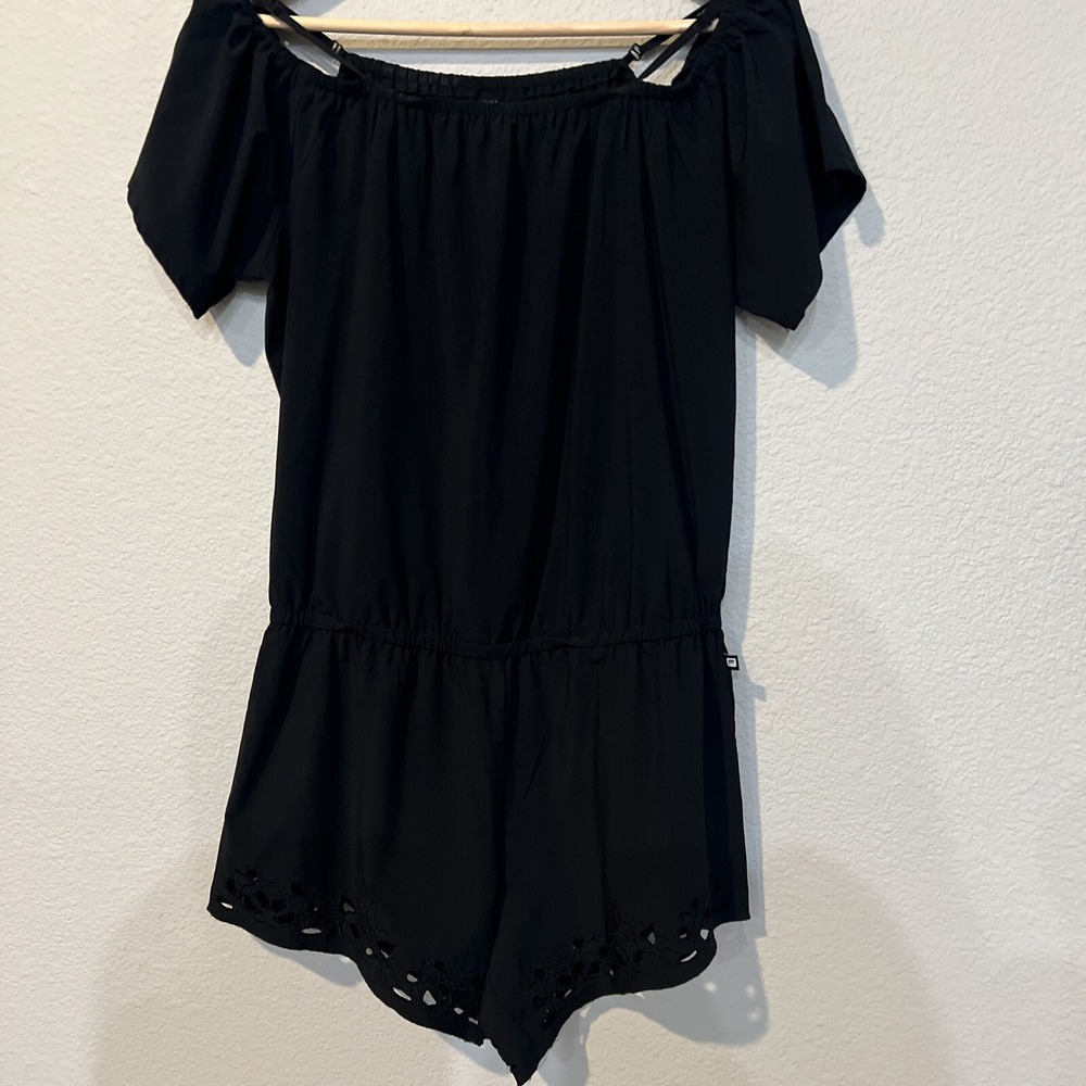 Fabletics SMALL woman's BLACK Casual Short Sleeve Romper